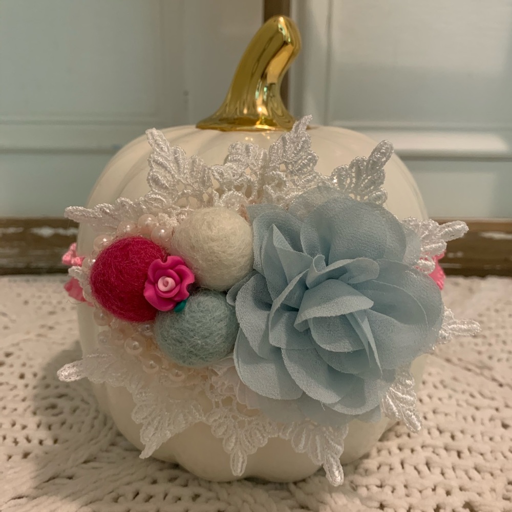 Vintage inspired lace and flower headband